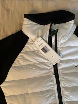 Lauren Ralph Lauren Active Hybrid Quilted Puffer Knit Jacket White Black Size L - Thumbnail 3