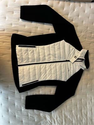 Lauren Ralph Lauren Active Hybrid Quilted Puffer Knit Jacket White Black Size L