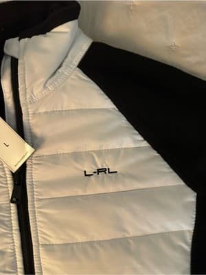 Lauren Ralph Lauren Active Hybrid Quilted Puffer Knit Jacket White Black Size L - Thumbnail 4