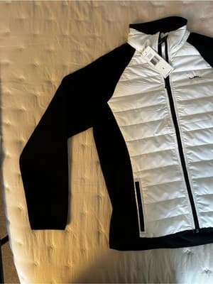 Lauren Ralph Lauren Active Hybrid Quilted Puffer Knit Jacket White Black Size L - Thumbnail 2