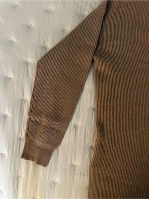 Max Mara 100% Cashmere Ribbed V-Neck Sweater Camel Size S - Thumbnail 4