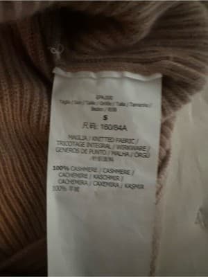 Max Mara 100% Cashmere Ribbed V-Neck Sweater Camel Size S - Thumbnail 7