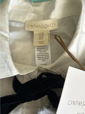 Cynthia Rowley Mix & Match Cardigan +Detachable Collar Set Grey Velvet Bow M NWT - Thumbnail 3