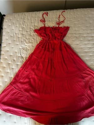 Anthropologie Pink Rose Ruched Tiered Maxi Dress Size XS NWT