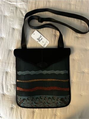 Material Things by Janet C Handmade Mixed Textile Crossbody Bag USA NWT - Image 1