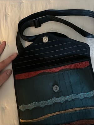 Material Things by Janet C Handmade Mixed Textile Crossbody Bag USA NWT - Thumbnail 3