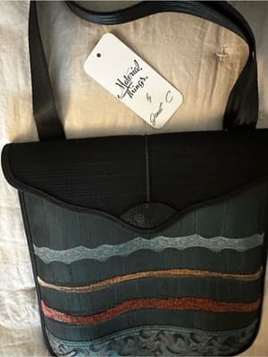 Material Things by Janet C Handmade Mixed Textile Crossbody Bag USA NWT - Thumbnail 2