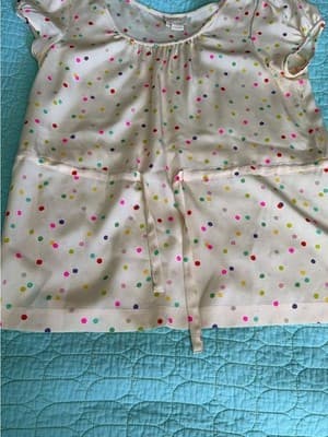 Kate Spade New York Live Colorfully 100% Silk Confetti DotTop Cream Cap Sleeve M - Thumbnail 7