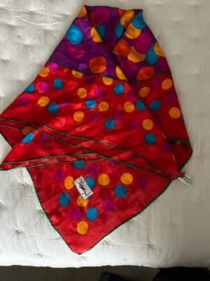 Vintage Yves Saint Laurent YSL 100% Silk Scarf Large Square 46”