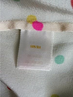 Kate Spade New York Live Colorfully 100% Silk Confetti DotTop Cream Cap Sleeve M - Thumbnail 5