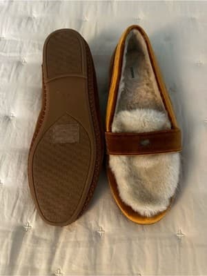 Birdies Starling Loafer Tan Suede Faux Fur Size 9 Lightly Worn - Thumbnail 3