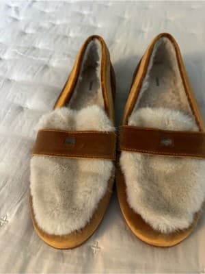 Birdies Starling Loafer Tan Suede Faux Fur Size 9 Lightly Worn - Thumbnail 2