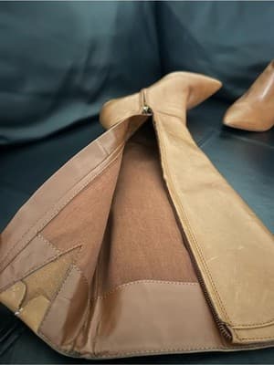 Lauren Ralph Lauren Cognac Leather Knee High Stiletto Boots Triple Buckle Sz 8.5 - Thumbnail 5