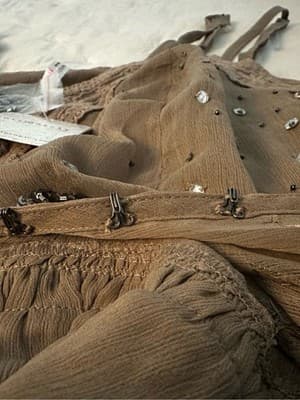 Free People Intimately Beaded Sequin Cami Taupe Lace Trim XL NWT - Thumbnail 8