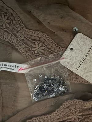 Free People Intimately Beaded Sequin Cami Taupe Lace Trim XL NWT - Thumbnail 3