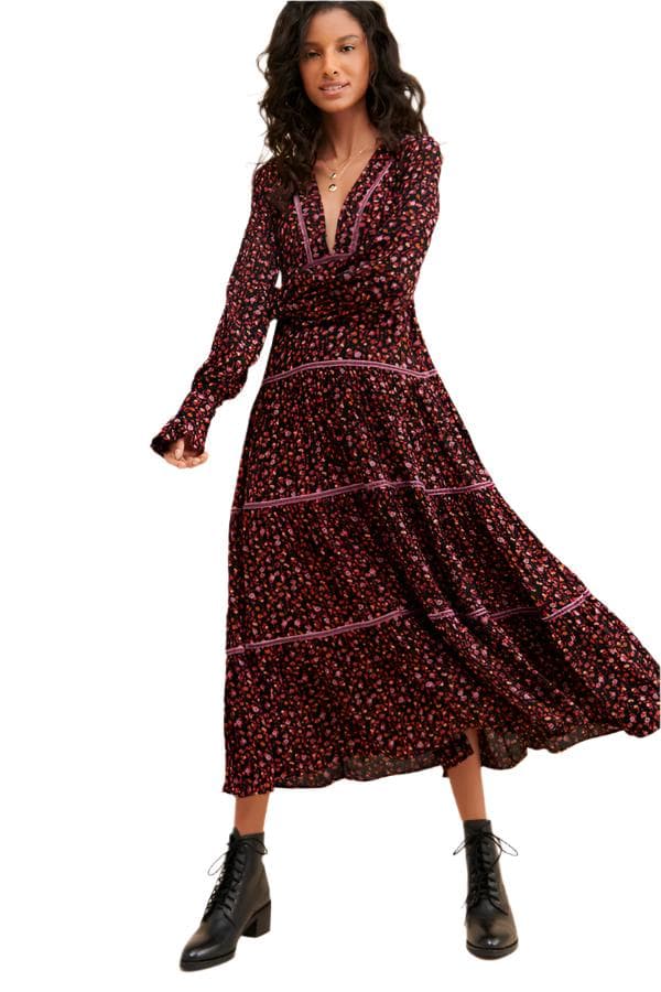 Free People Floral Print Midi Dress Size 10 - Image 1