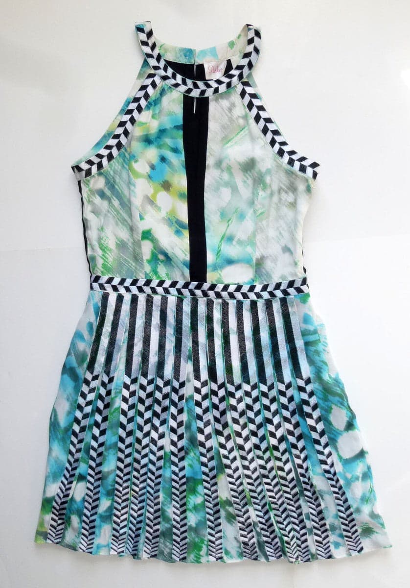 Parker Colorful Pleated Mini Dress size Large (Fits Small/Medium) - Image 1