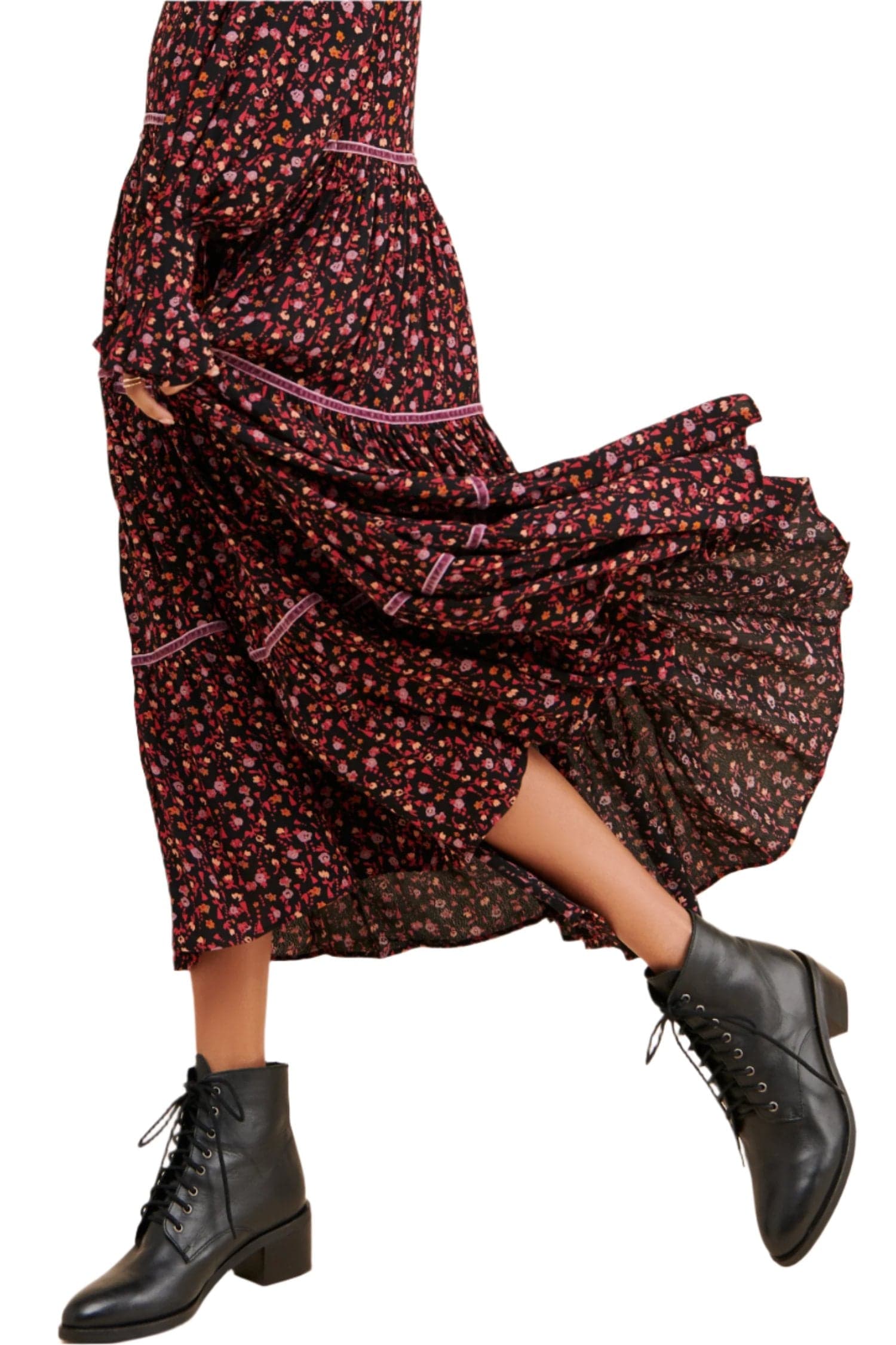 Free People Floral Print Midi Dress Size 10 - Thumbnail 3