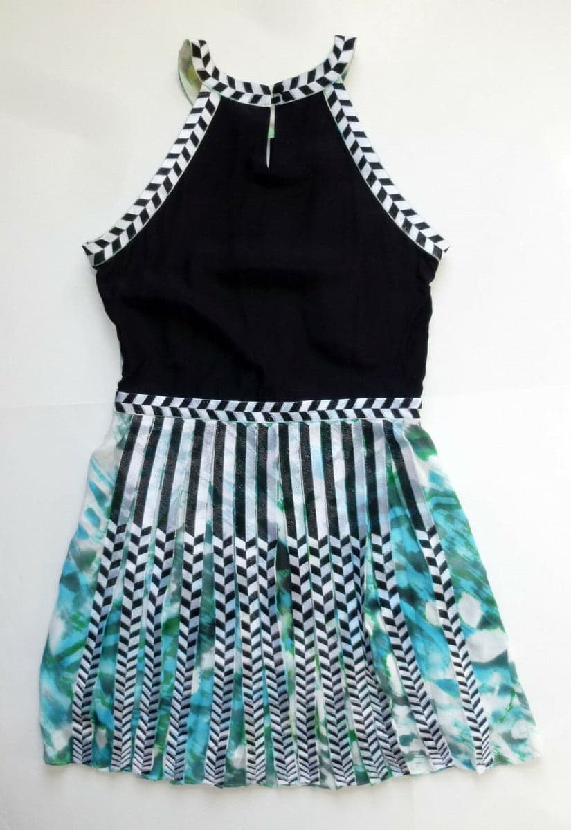 Parker Colorful Pleated Mini Dress size Large (Fits Small/Medium) - Thumbnail 3
