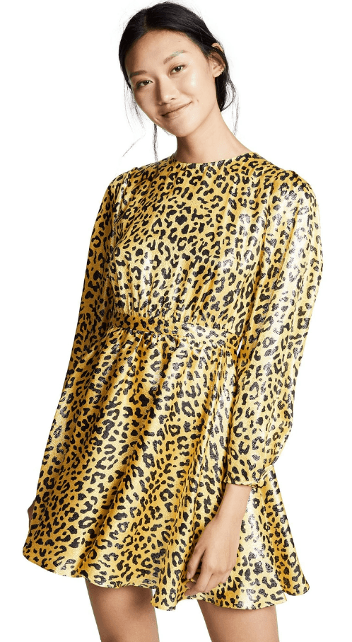 DVF Heyford Yellow Leopard Print Mini Dress Size 4 Small - Thumbnail 3