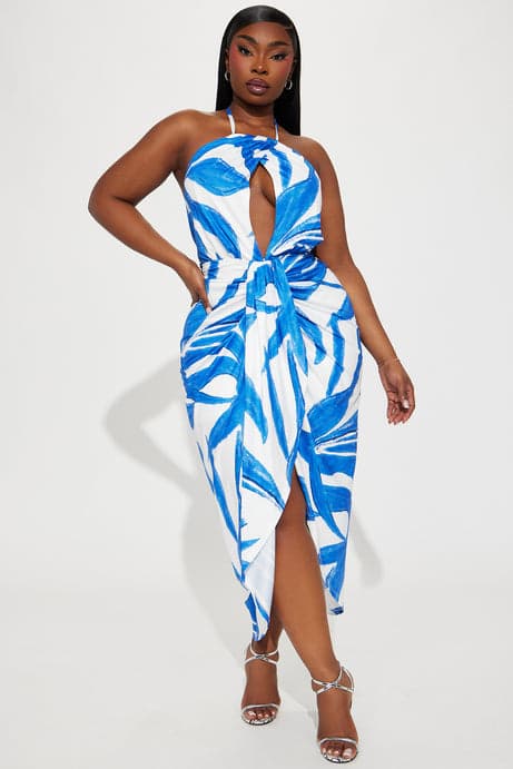 Fashion Nova Dress Blue White Size 3X - Image 1