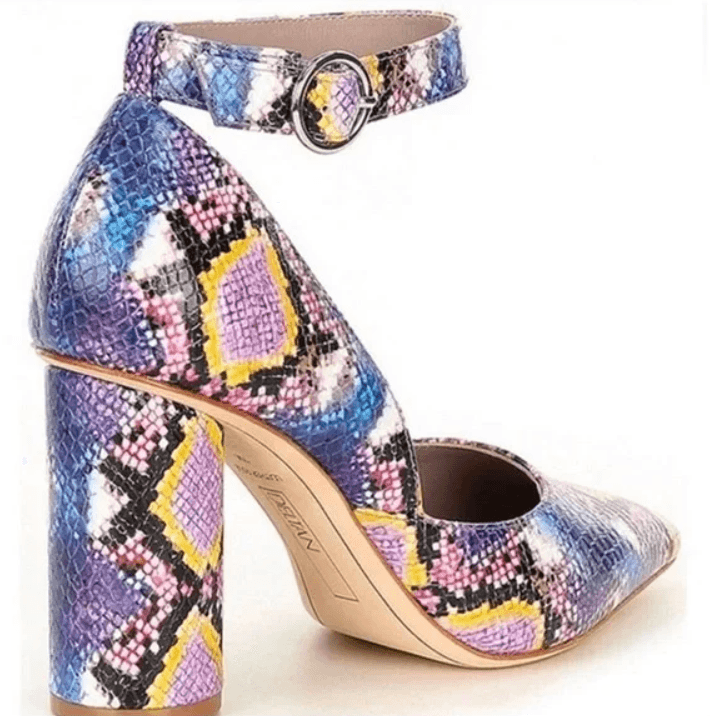Deltan Jami Multi-Color Snake Print Ankle Strap Heels Size 6 - Image 1