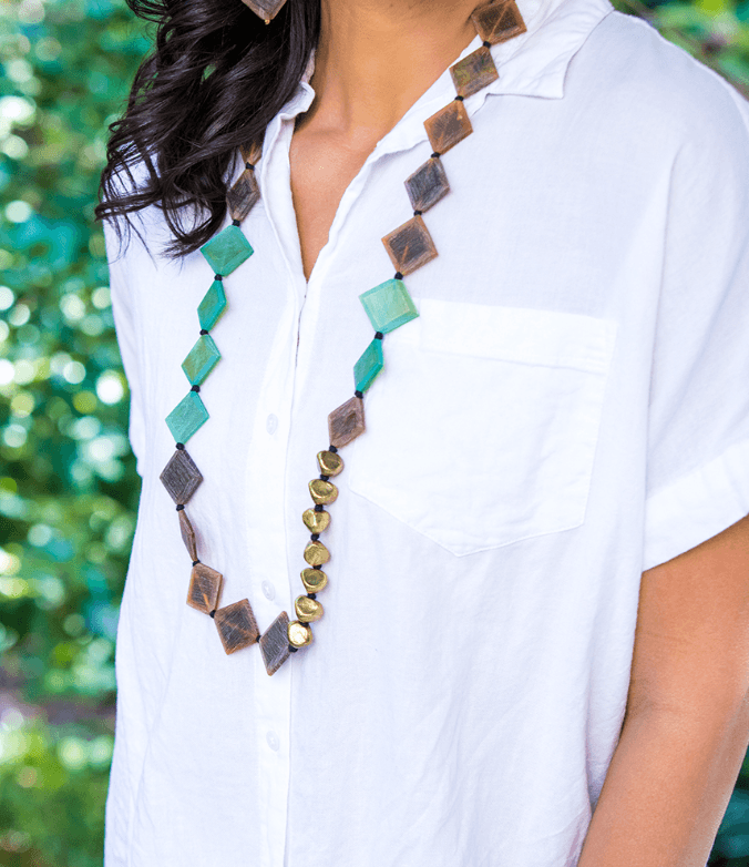 Omala Verdant Collection Necklace – Squares and Metal - Thumbnail 3