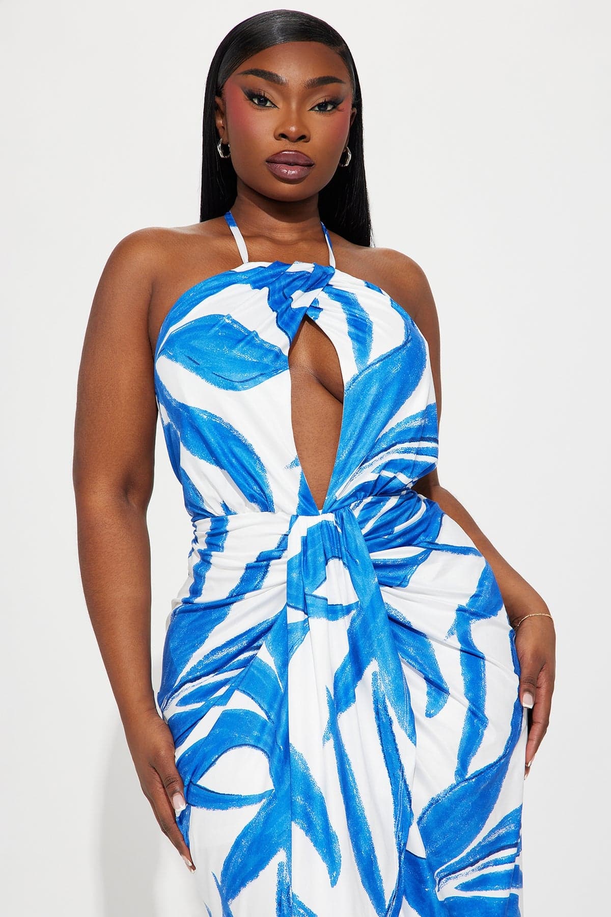 Fashion Nova Dress Blue White Size 3X - Thumbnail 2