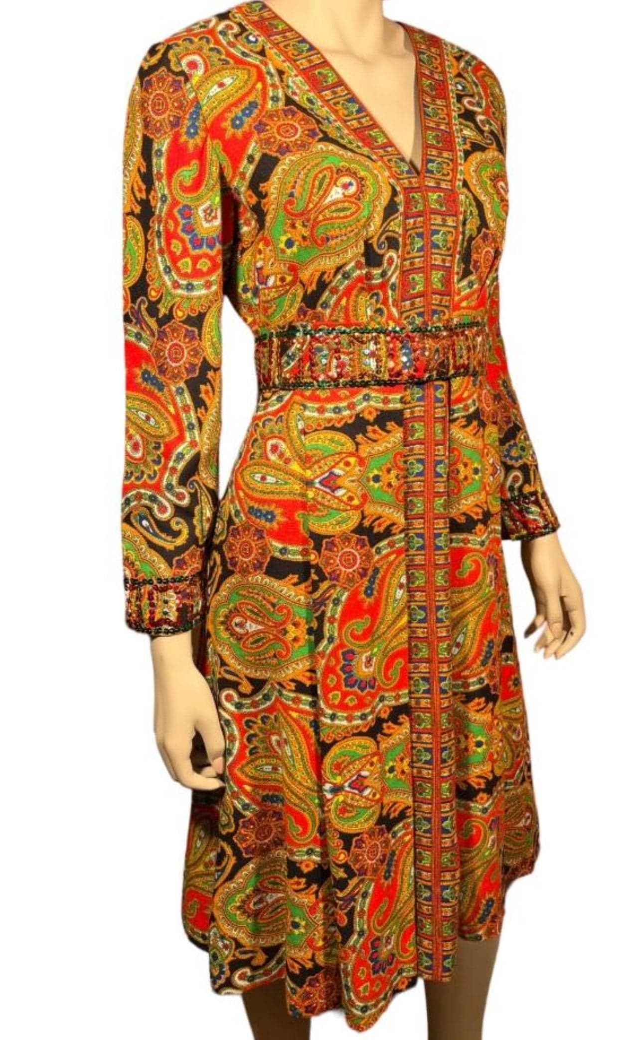 Vintage 1960’s Roger Milot for Fred Perlberg Paisley Dress Size Small - Image 1