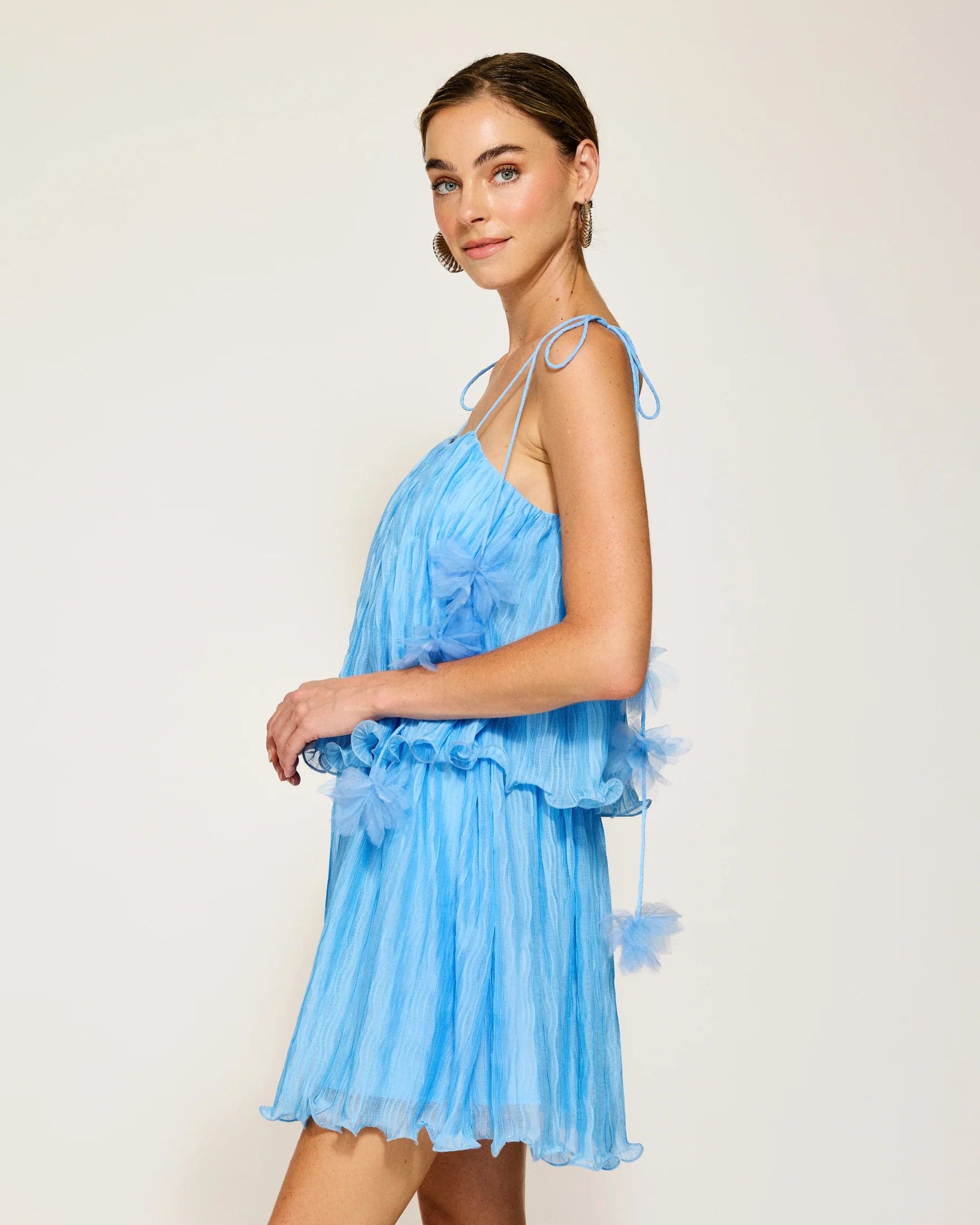 Line & Dot Blue Chara Mini Dress Size Small - Small - Thumbnail 2