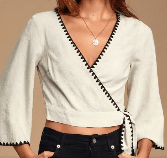 Lulus Allamanda Beige Cropped Wrap Top Size Medium - Medium - Image 1