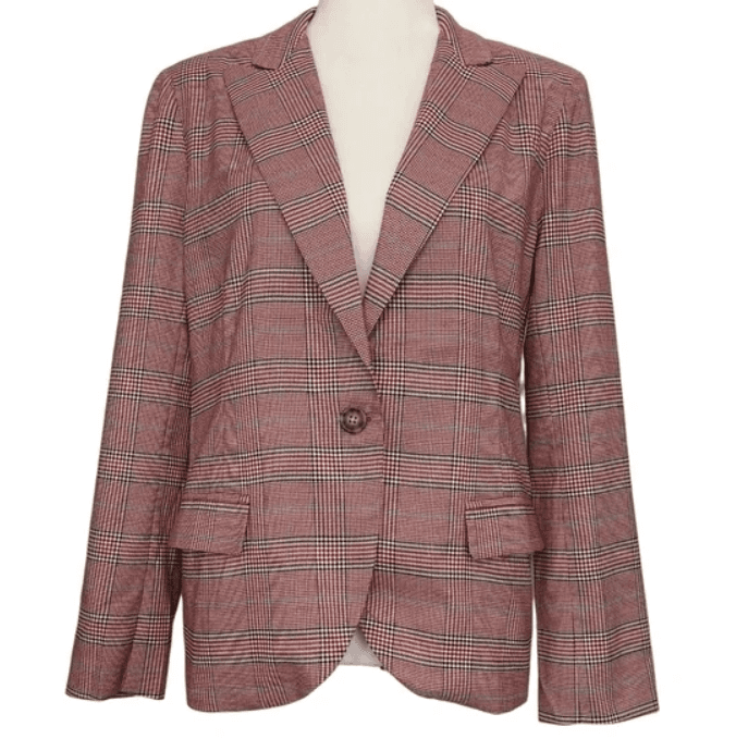 BB Dakota Just Checking In Rouge Plaid Blazer Size Medium - Medium - Image 1