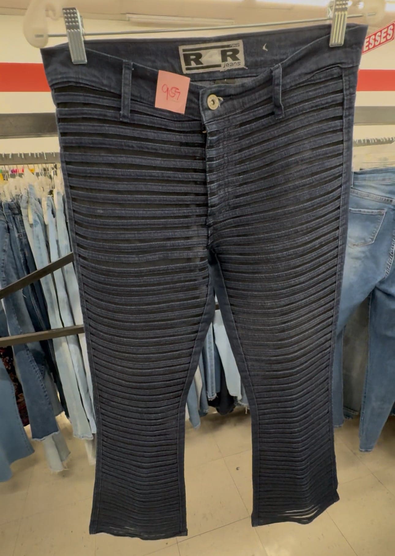 R4R Rave Sheer Stripes Jeans Size 7 Juniors (Womens 4/6) - Image 1