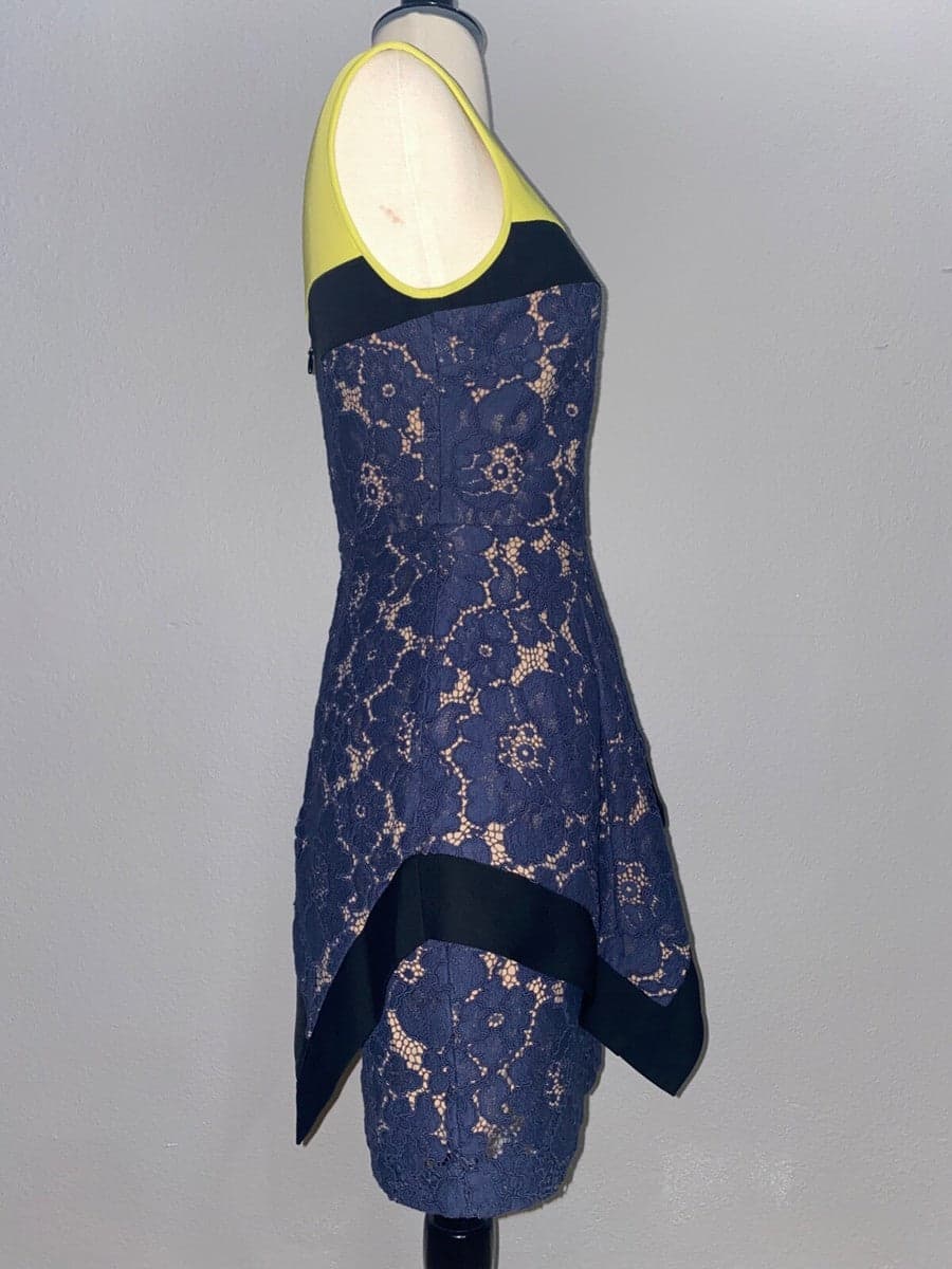 BCBGMaxAzria Colorblock Lace Peplum Dress Size 6 - Thumbnail 3