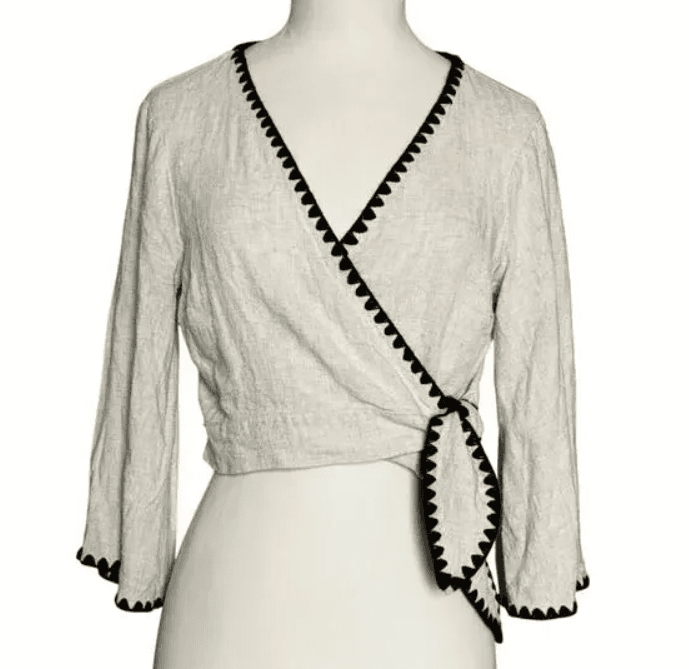 Lulus Allamanda Beige Cropped Wrap Top Size Medium - Medium - Thumbnail 4