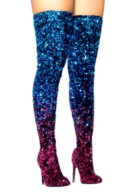 Azalea Wang Elliana Multi Ombre Sequin Boot Size 9 - Image 1