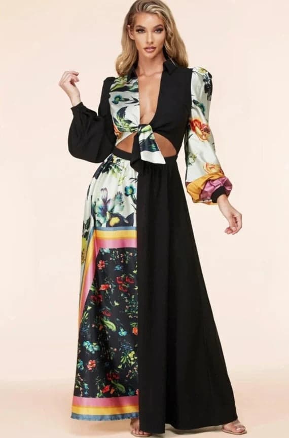 Latisse Black Floral Dress Size Large - Thumbnail 4