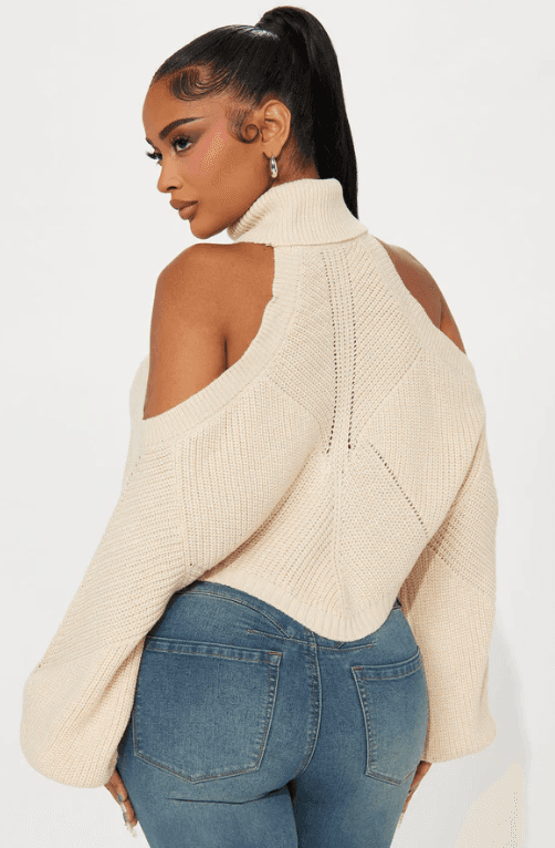 Karasi Cold Shoulder Sweater Oatmeal Size Medium - Medium - Thumbnail 2