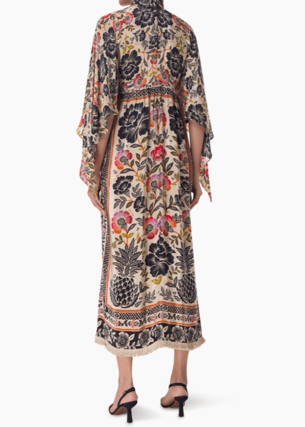 FARM RIO Fringed Floral-Print Crepe Maxi Dress Size Large - Thumbnail 5