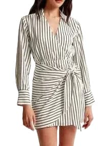 Essue Black White Striped Dress Size Small - Small - Thumbnail 3