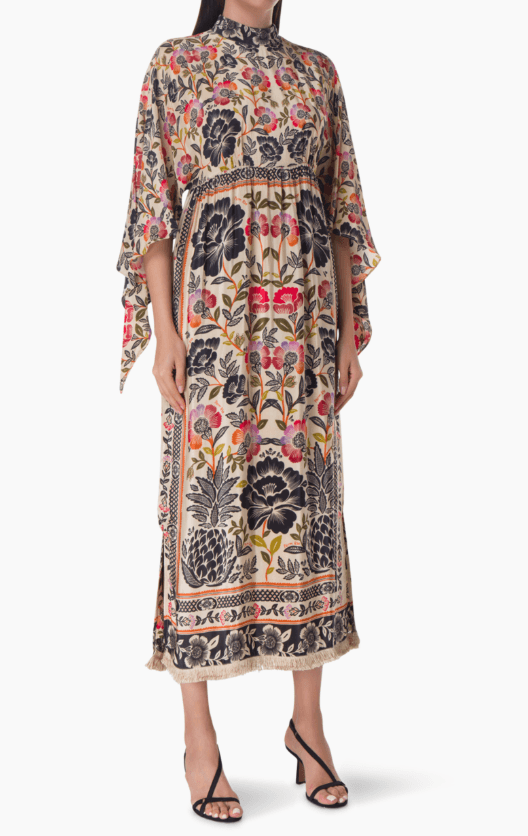 FARM RIO Fringed Floral-Print Crepe Maxi Dress Size Large - Thumbnail 4