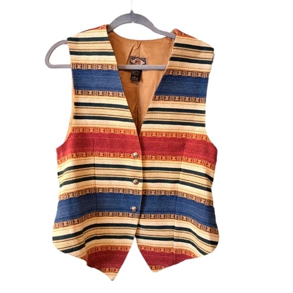 No 4 EXP Jeans Express Tricot Southwestern Style Tapestry Vest Size Small - Image 1