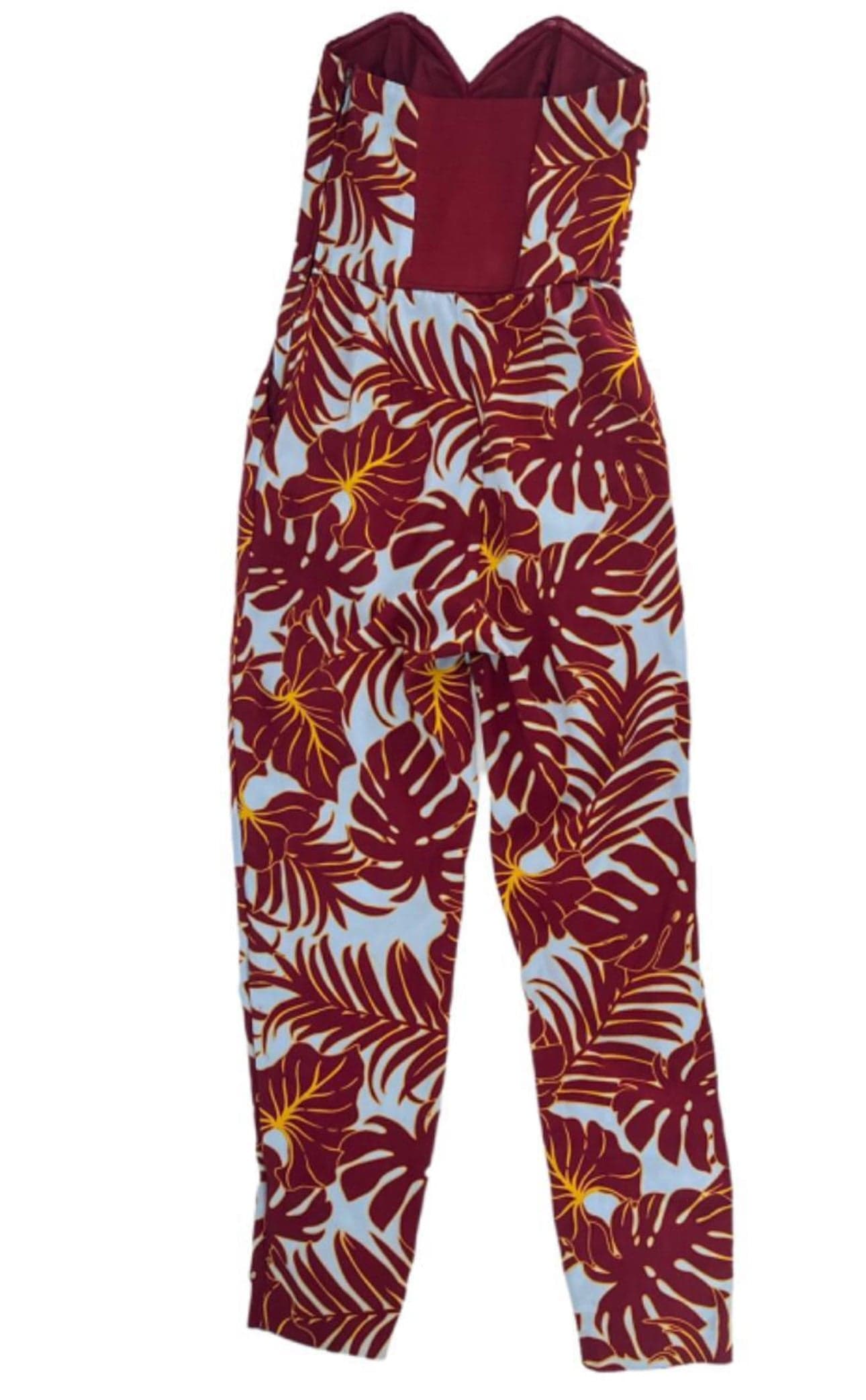 H&M Conscious Hawaiian Print Strapless Bustier Jumpsuit Size 6 - Thumbnail 3