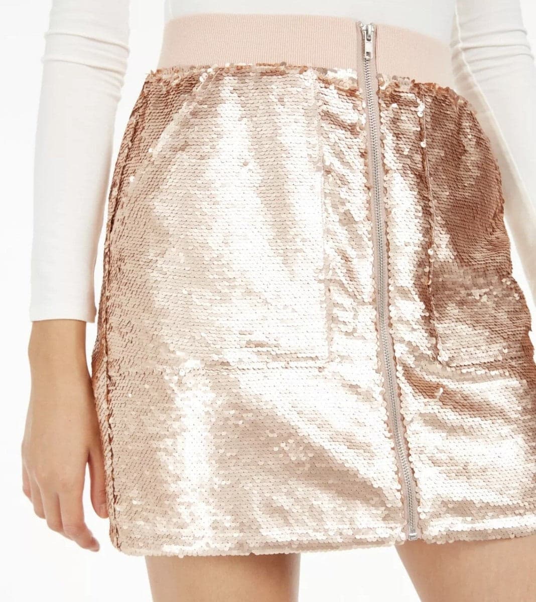 Bar III x Becca Tilley Rose Gold Mini Skirt Size Large (Best Fit Small/Medium) - Image 1