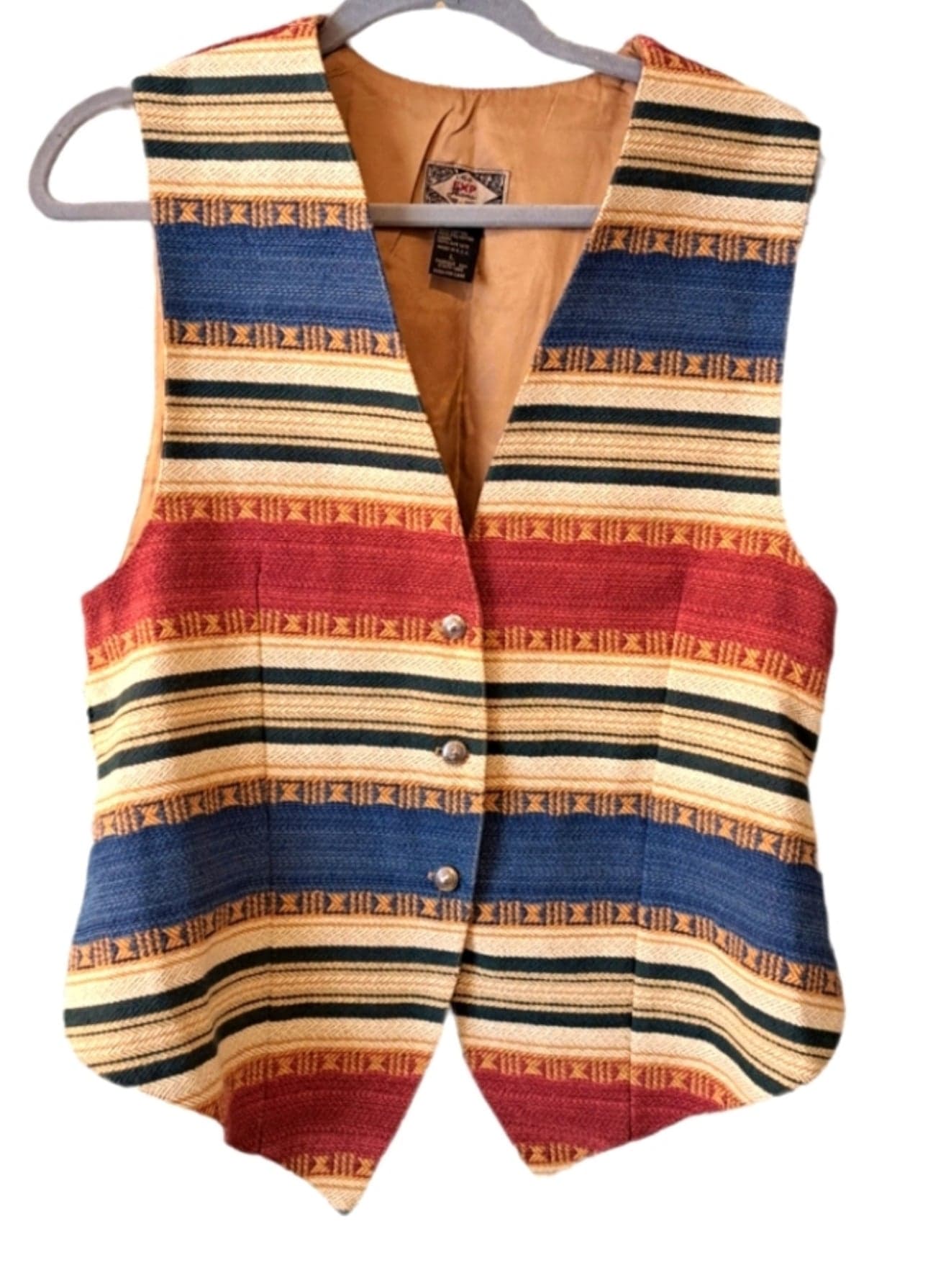 No 4 EXP Jeans Express Tricot Southwestern Style Tapestry Vest Size Small - Thumbnail 2