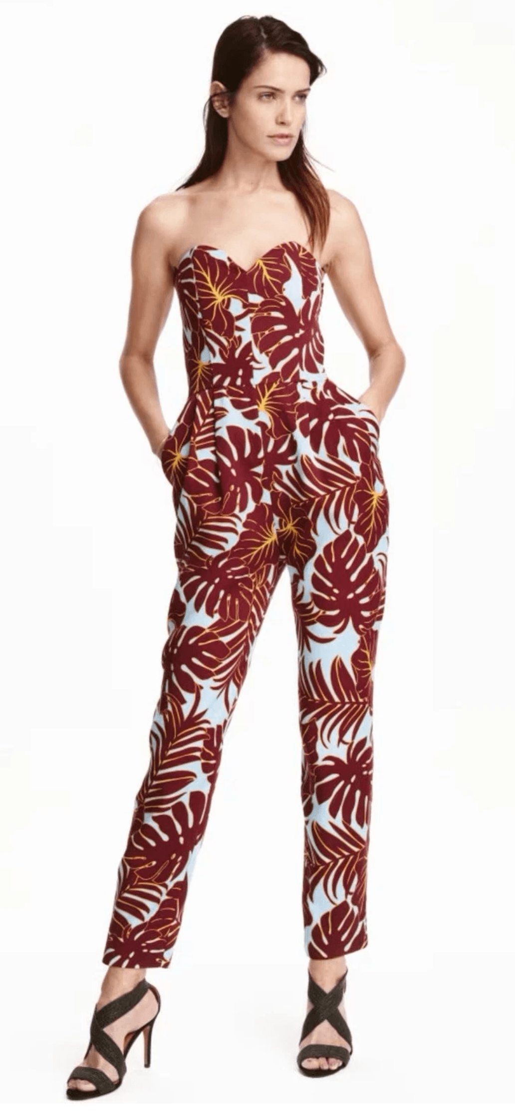 H&M Conscious Hawaiian Print Strapless Bustier Jumpsuit Size 6 - Image 1
