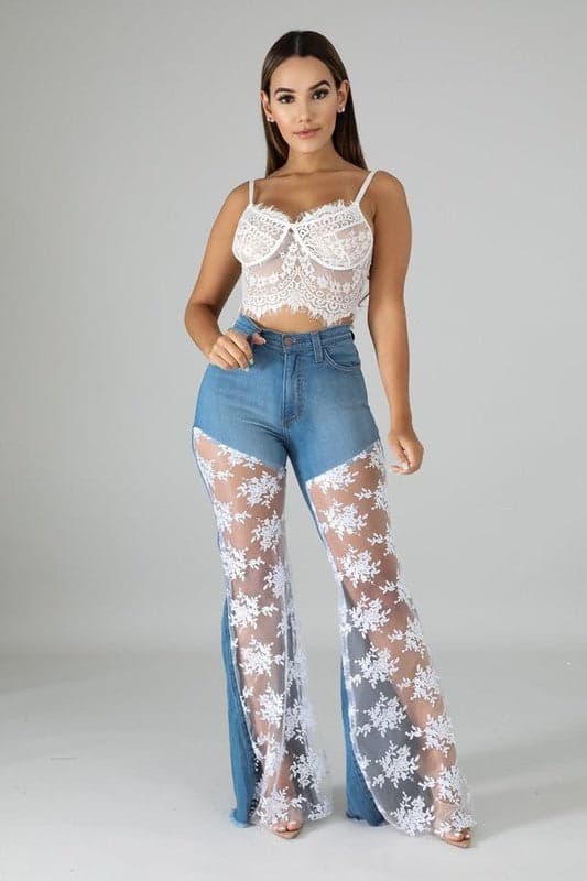 Lace Bell Bottom Jean - blue / 15 - Thumbnail 2