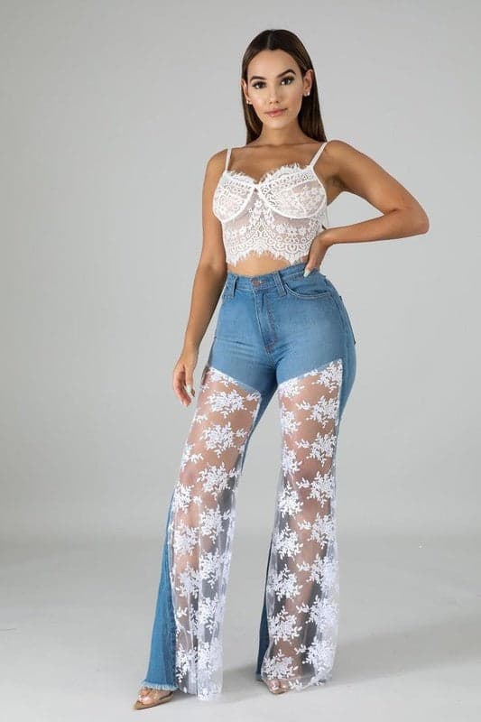 Lace Bell Bottom Jean - blue / 15 - Thumbnail 3