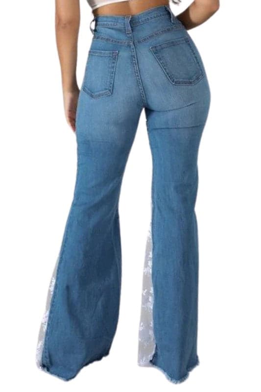 Lace Bell Bottom Jean in Medium Wash - Medium Blue- Inseam 34 / 11 - Thumbnail 3