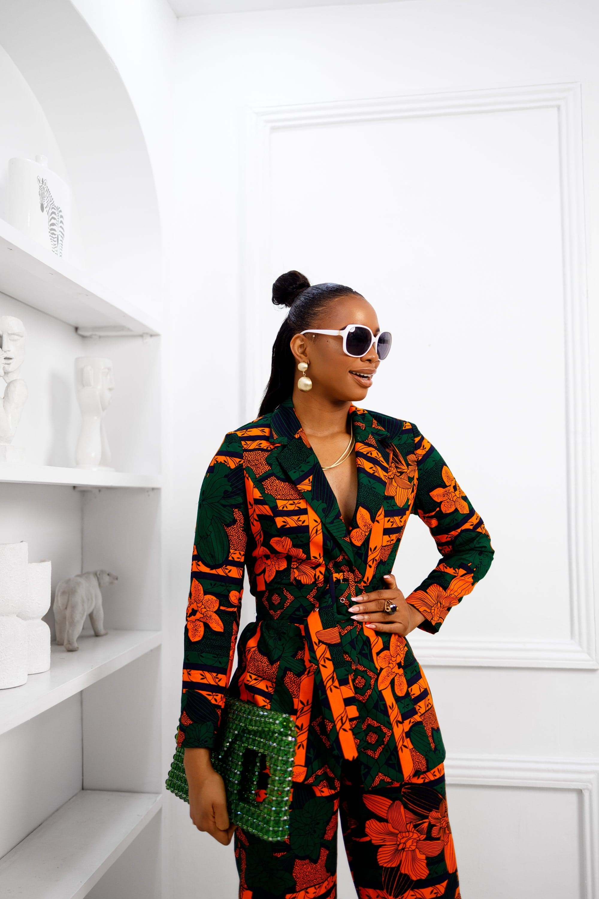 ZYLA AFRICAN PRINT SUIT SET [ORANGE] - 3X-LARGE - Image 1